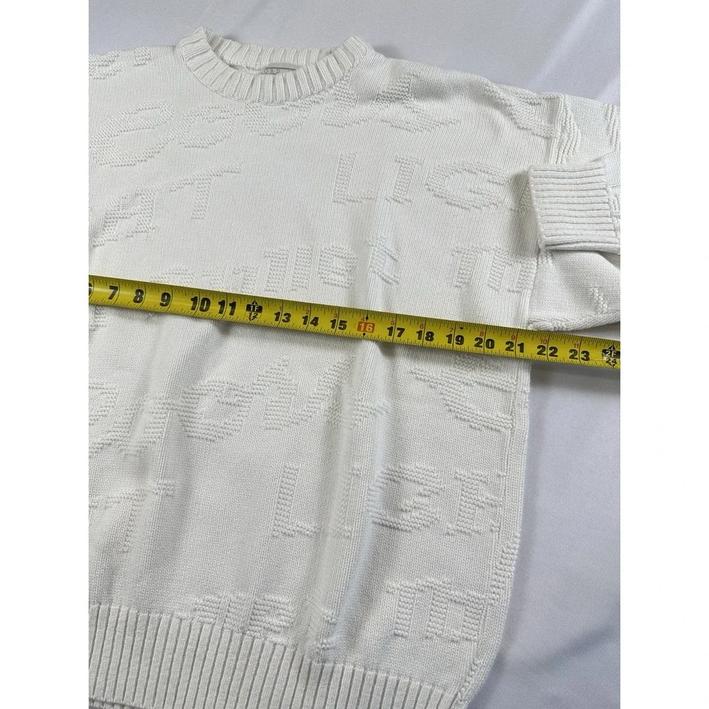 Vtg Lord Jeff 3D Coors Light‎ Silver Bullet Cream Knit Sweater Mens L Grandpa